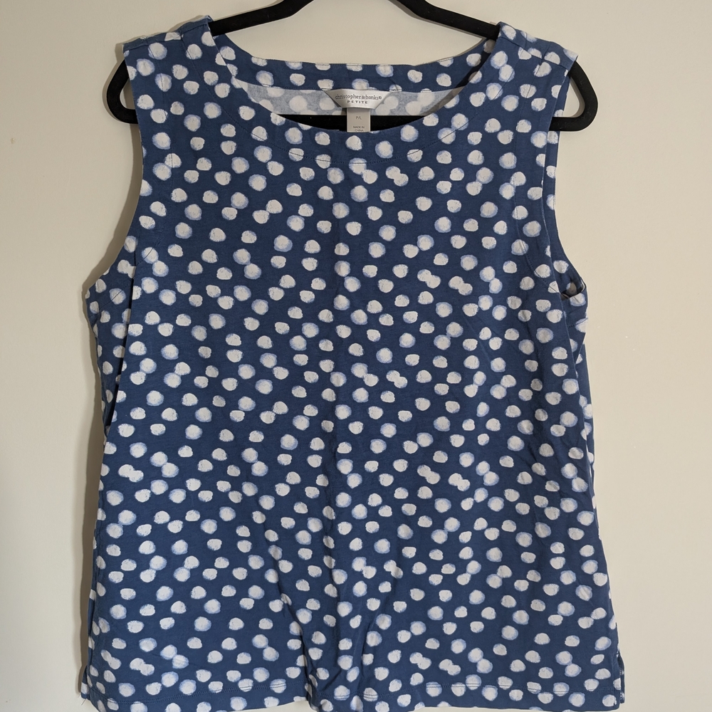 Blue Polka Dot Sleeveless Top